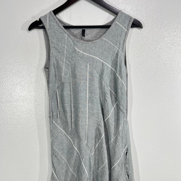 CINZIA Made in Italy Gray Linen Cotton Blend Asymmetrical Midi Dress Size M - Picture 6 of 12